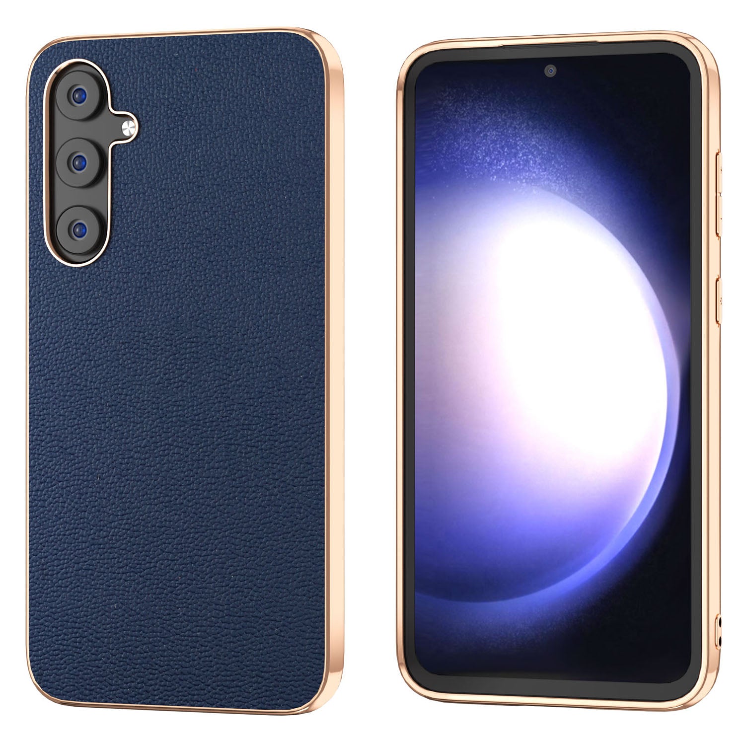 For Samsung Galaxy S23 FE Litchi Texture Phone Case Genuine Cow Leather Coated PC TPU Electroplating Cover For Samsung Galaxy S23 FE Litchi Texture Phone Case Genuine Cow Leather Coated PC TPU Electroplating Cover